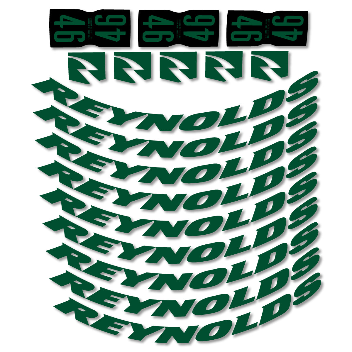 Stickers for Rxynolds AR46, Road Wheel 46mm vinyl decals - Dark Green