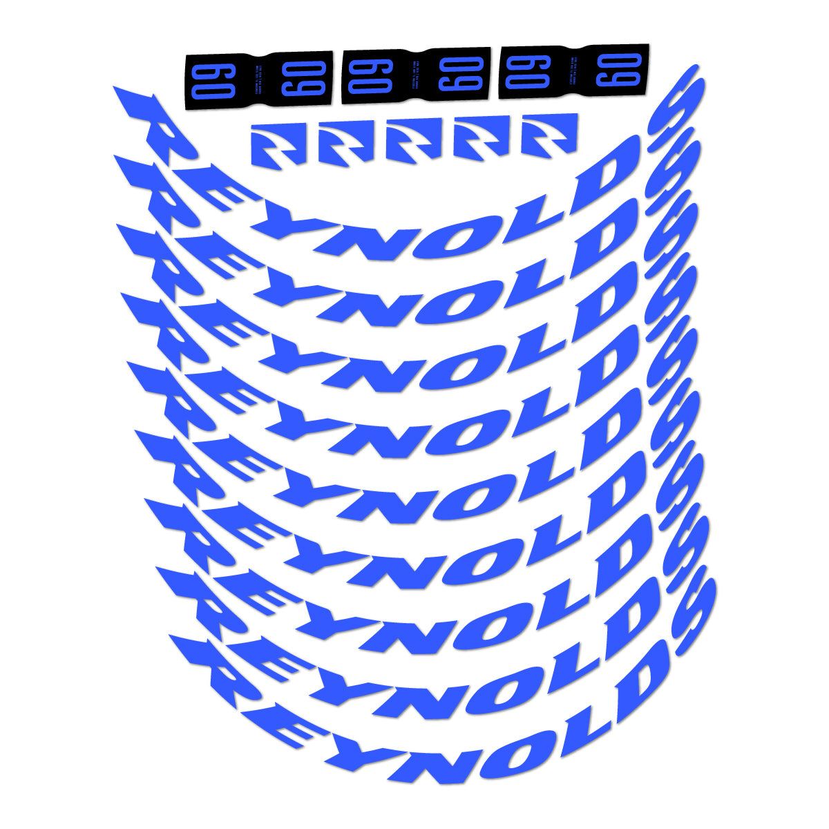 Compatible Stickers for Reynolds AR60, Road Wheel 60mm vinyl decals - Medium Blue