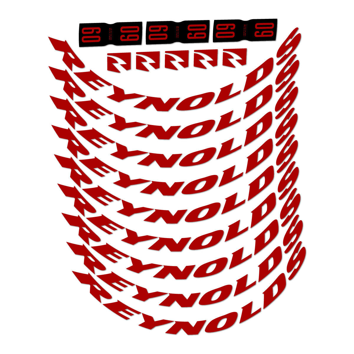Compatible Stickers for Reynolds AR60, Road Wheel 60mm vinyl decals - Dark Red