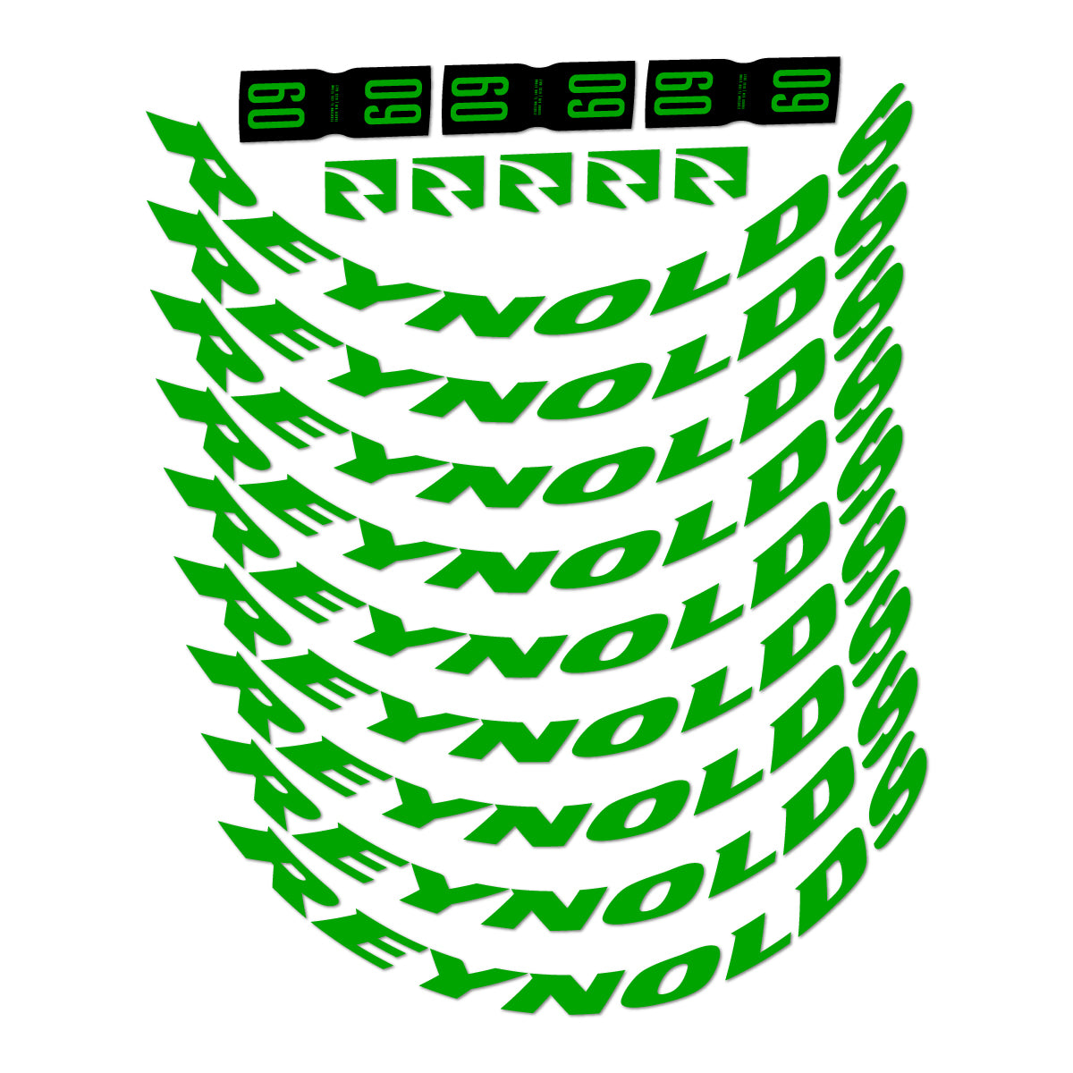 Compatible Stickers for Reynolds AR60, Road Wheel 60mm vinyl decals - Green