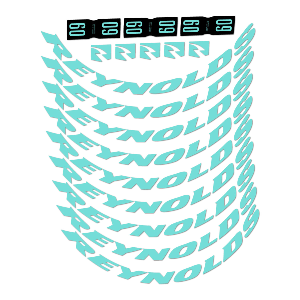 Compatible Stickers for Reynolds AR60, Road Wheel 60mm vinyl decals - Blue Green