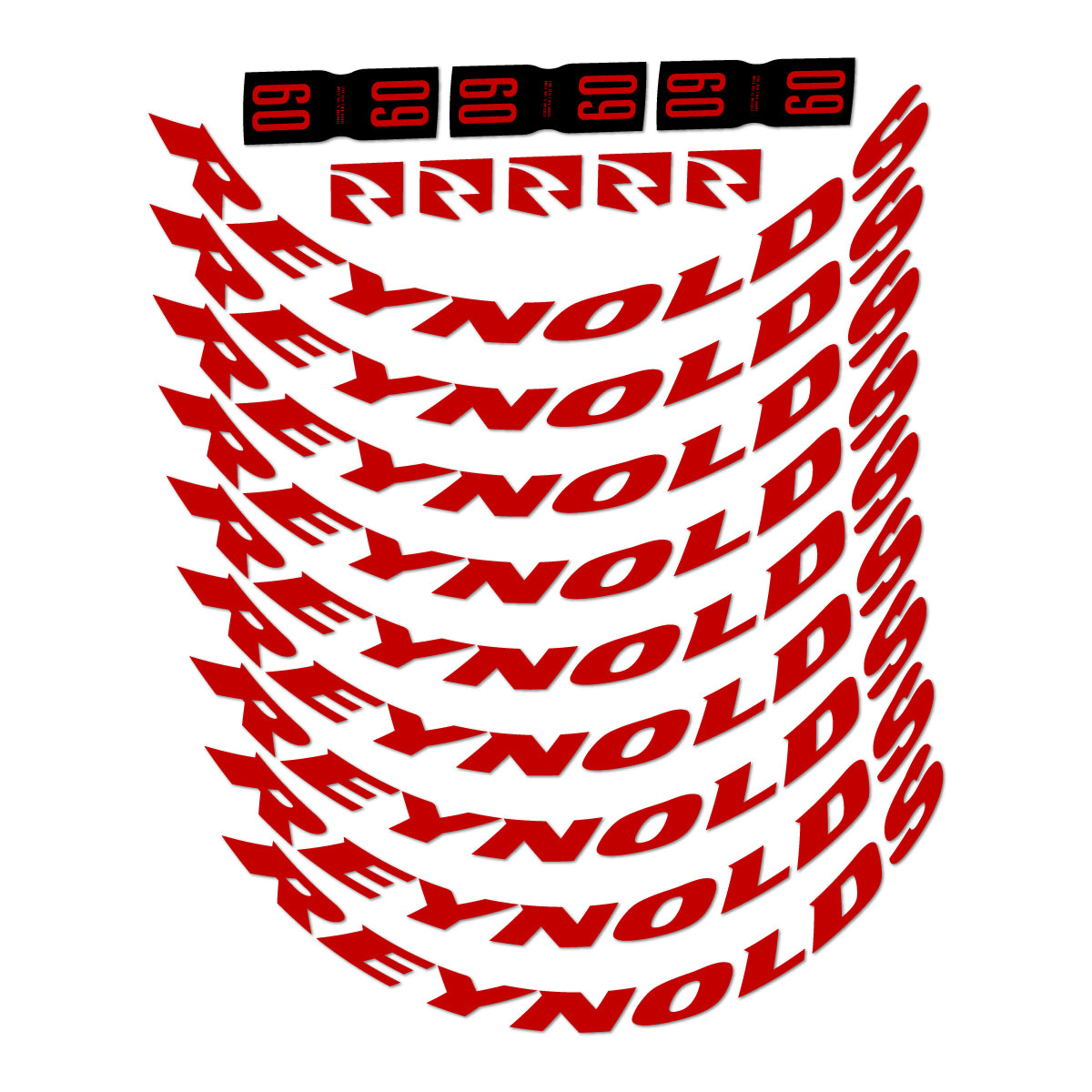 Compatible Stickers for Reynolds AR60, Road Wheel 60mm vinyl decals - Medium Red