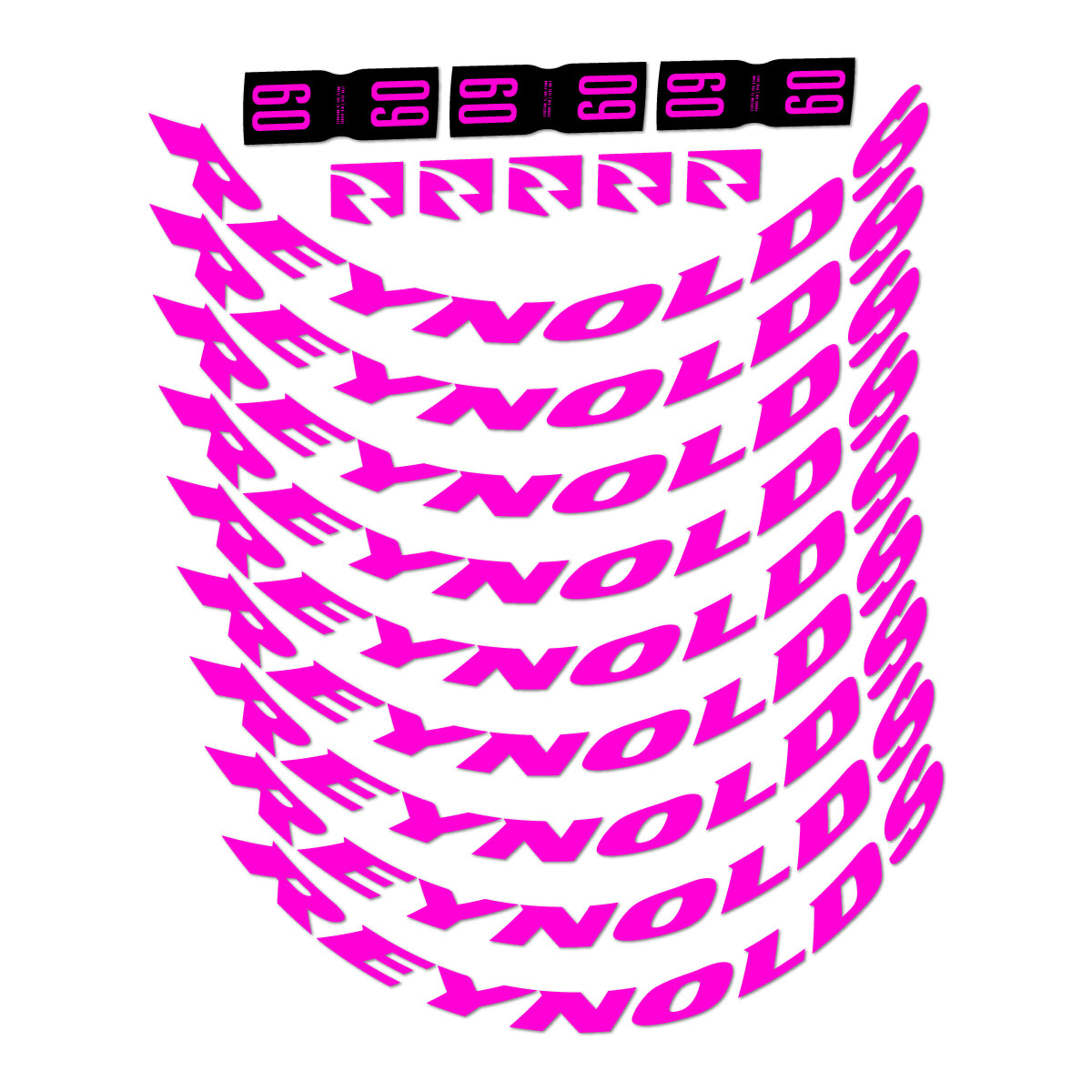 Compatible Stickers for Reynolds AR60, Road Wheel 60mm vinyl decals - Fuchsia Neon