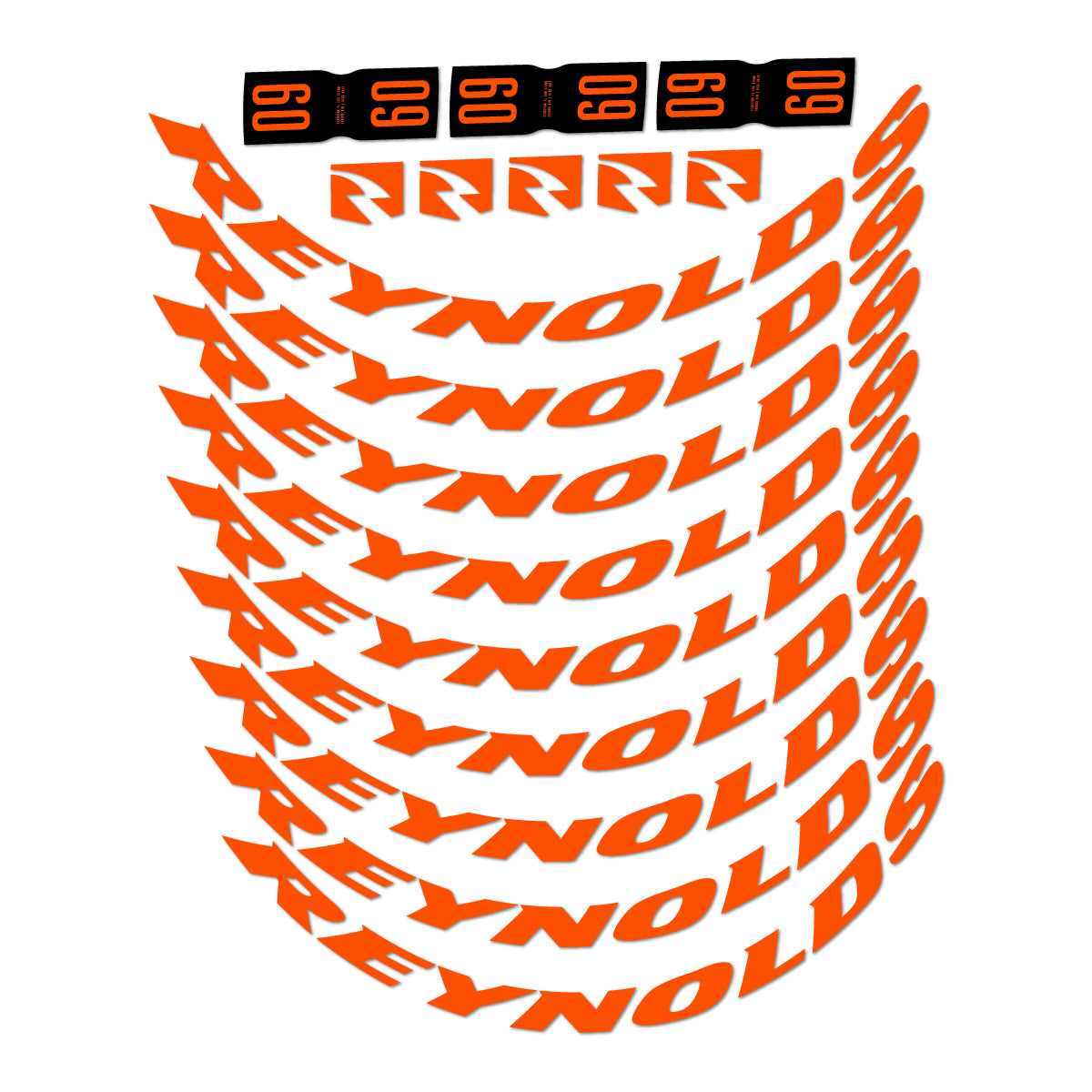 Compatible Stickers for Reynolds AR60, Road Wheel 60mm vinyl decals - Orange