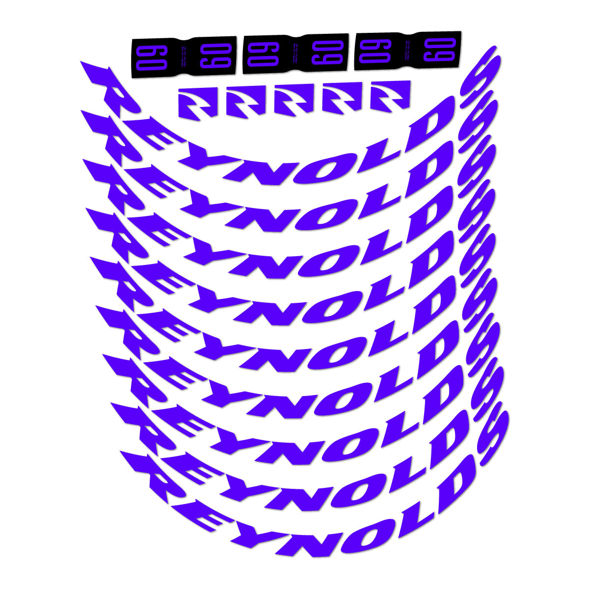 Compatible Stickers for Reynolds AR60, Road Wheel 60mm vinyl decals - Reflex Blue