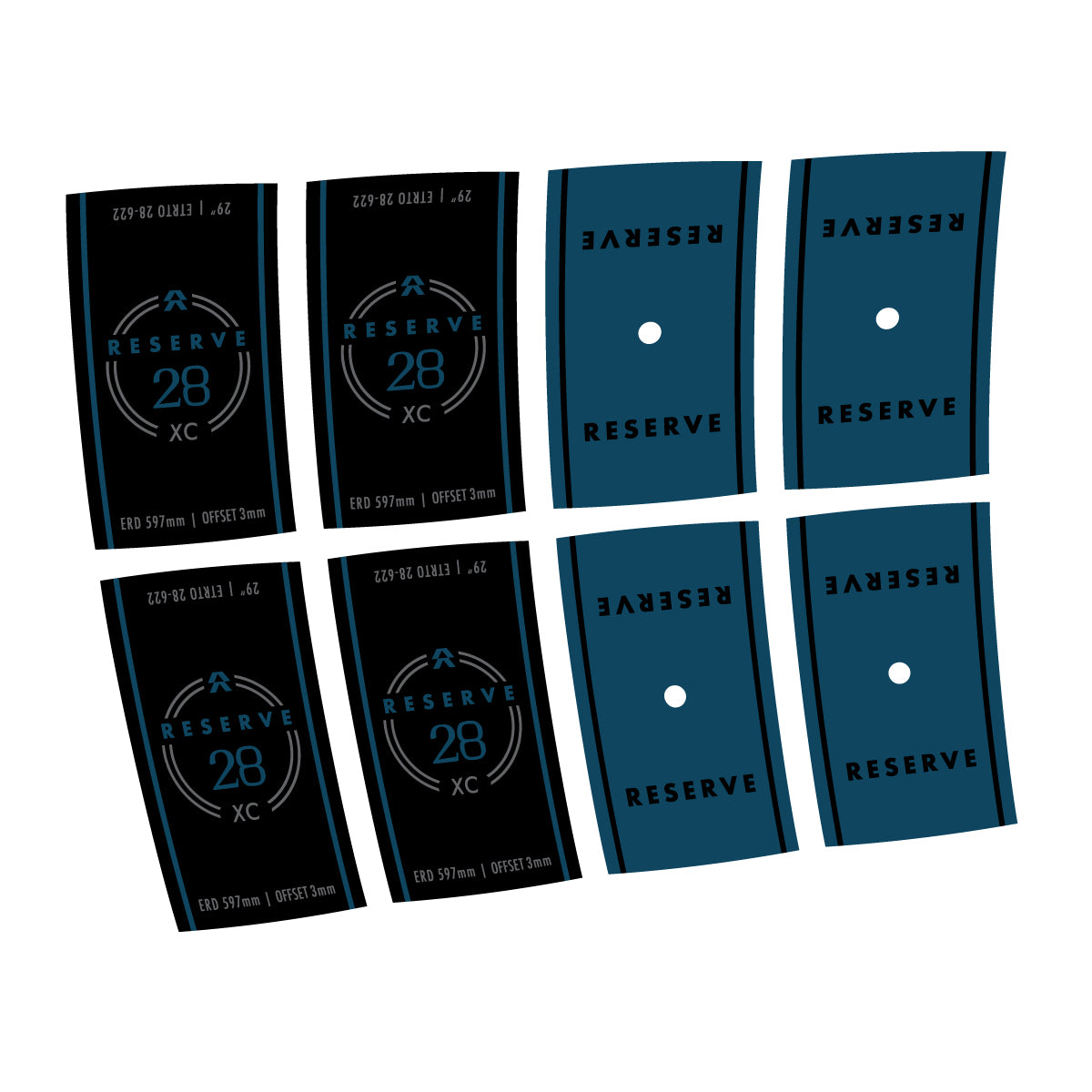 Compatible Stickers for Reserve 28 XC, Mountain Wheel vinyl decals - Dark Lake