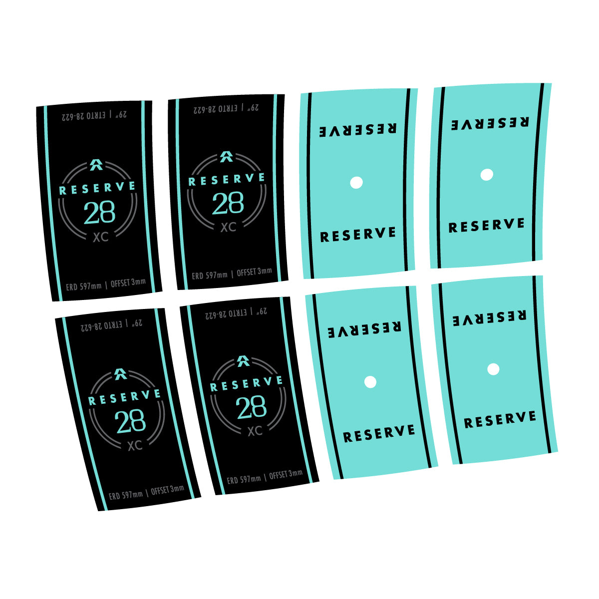 Compatible Stickers for Reserve 28 XC, Mountain Wheel vinyl decals - Blue Green