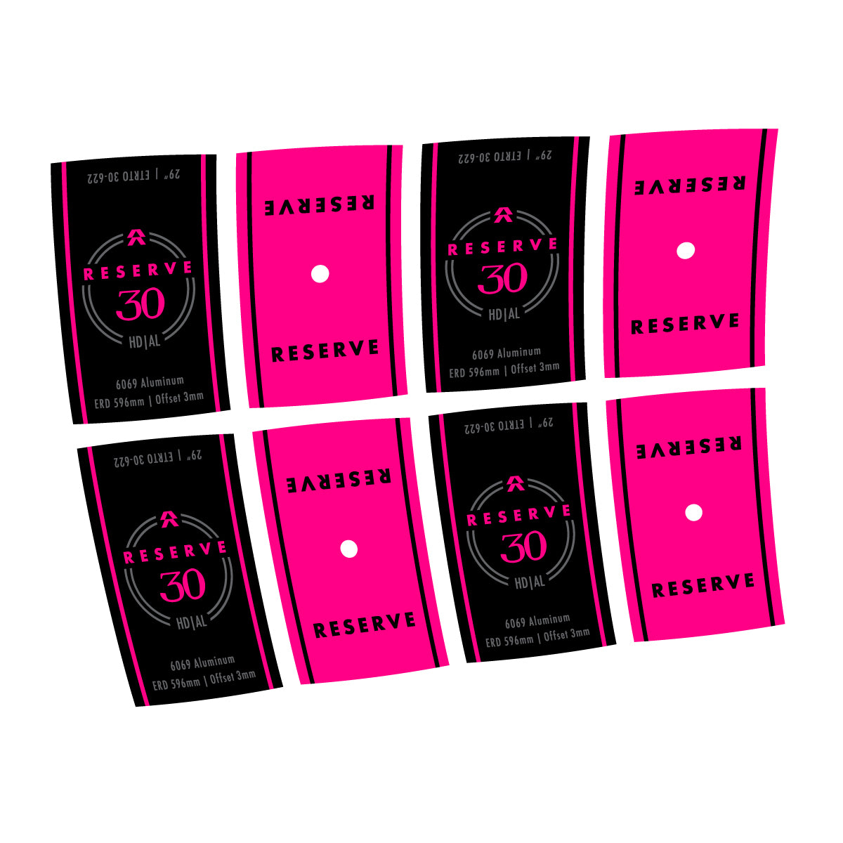 Compatible Stickers for Reserve 30 HD Alloy, Mountain Wheel 29" vinyl decals - Fuchsia