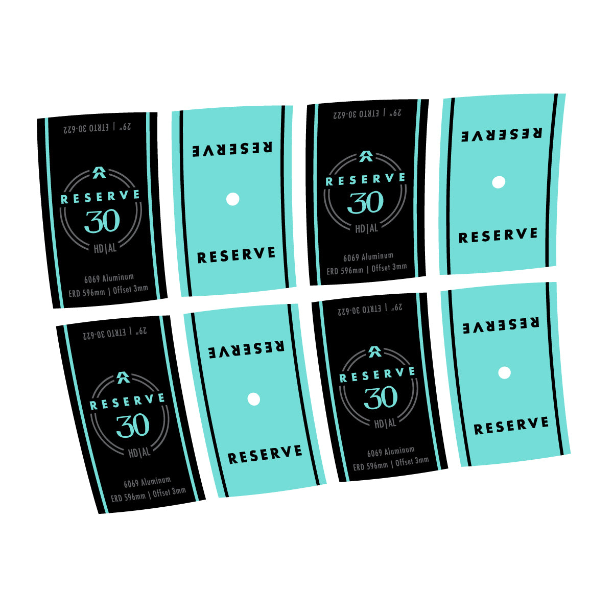 Compatible Stickers for Reserve 30 HD Alloy, Mountain Wheel 29" vinyl decals - Blue Green