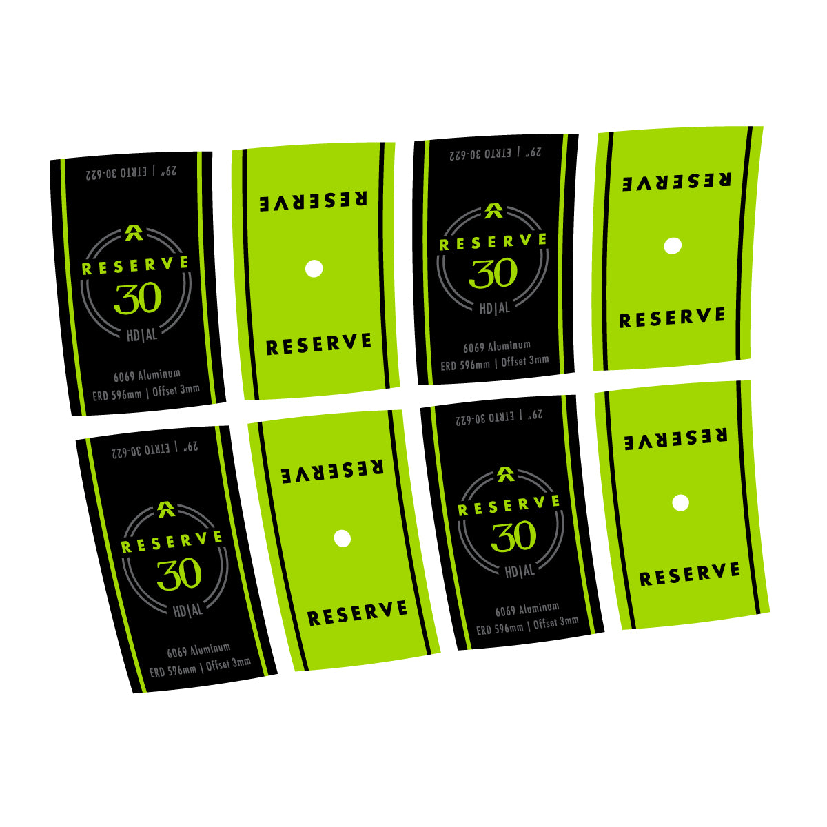 Compatible Stickers for Reserve 30 HD Alloy, Mountain Wheel 29" vinyl decals - Lime Green