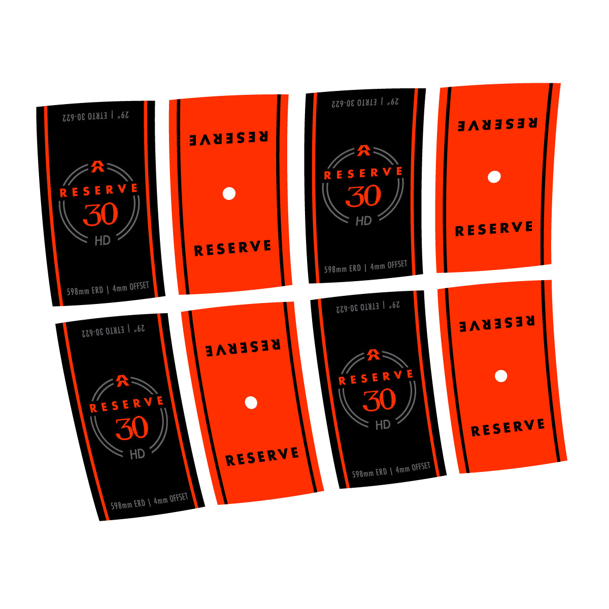 Compatible Stickers for Reserve 30 HD Carbon, Mountain Wheel 29" vinyl decals - Luminous Orange