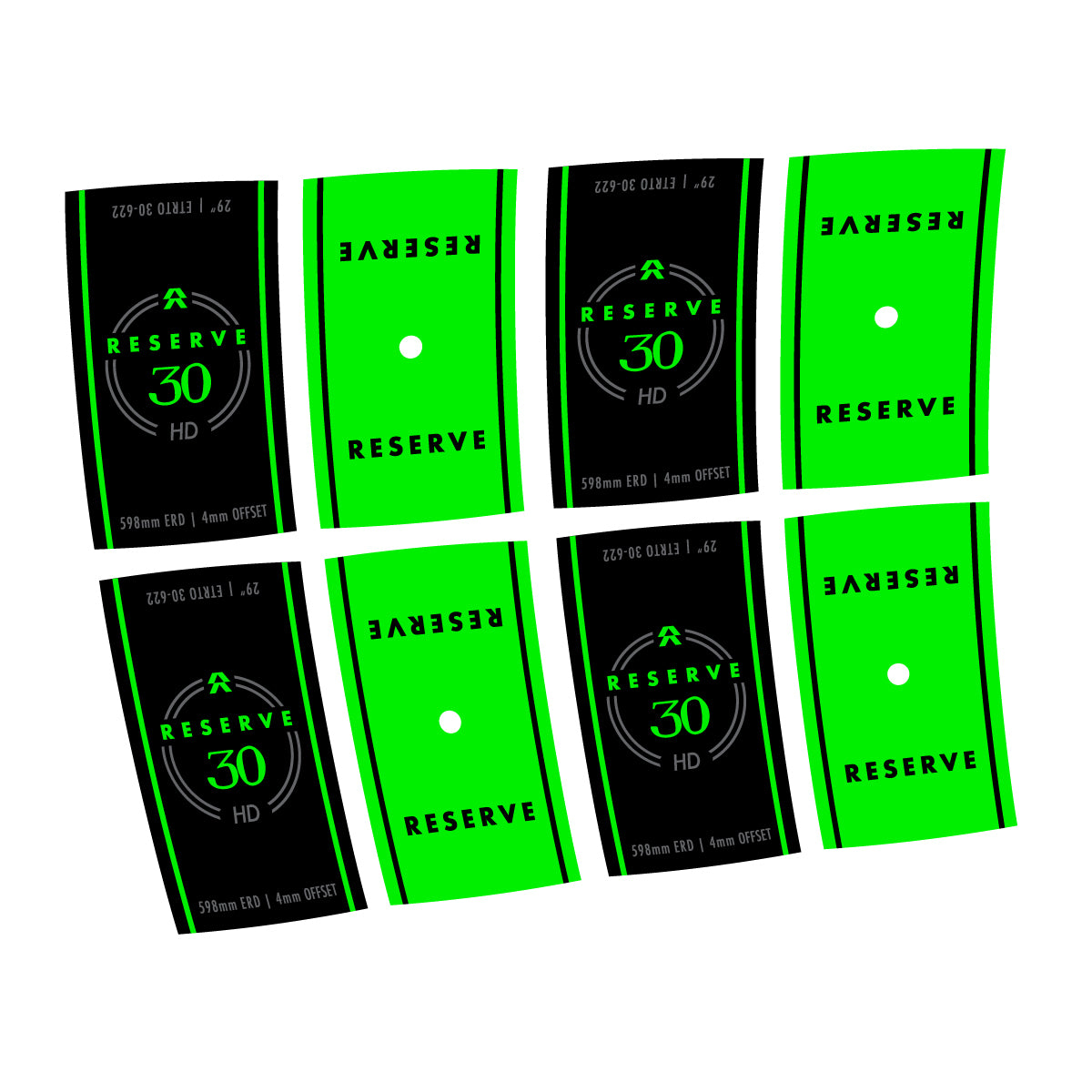 Compatible Stickers for Reserve 30 HD Carbon, Mountain Wheel 29" vinyl decals - Neon Green