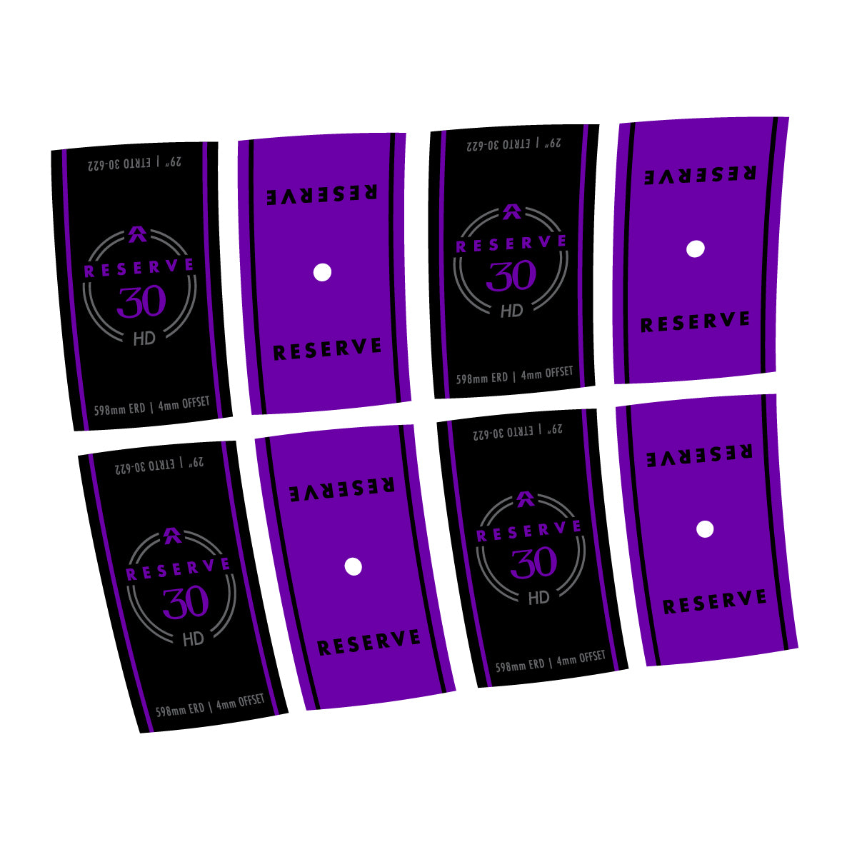 Compatible Stickers for Reserve 30 HD Carbon, Mountain Wheel 29" vinyl decals - Violet