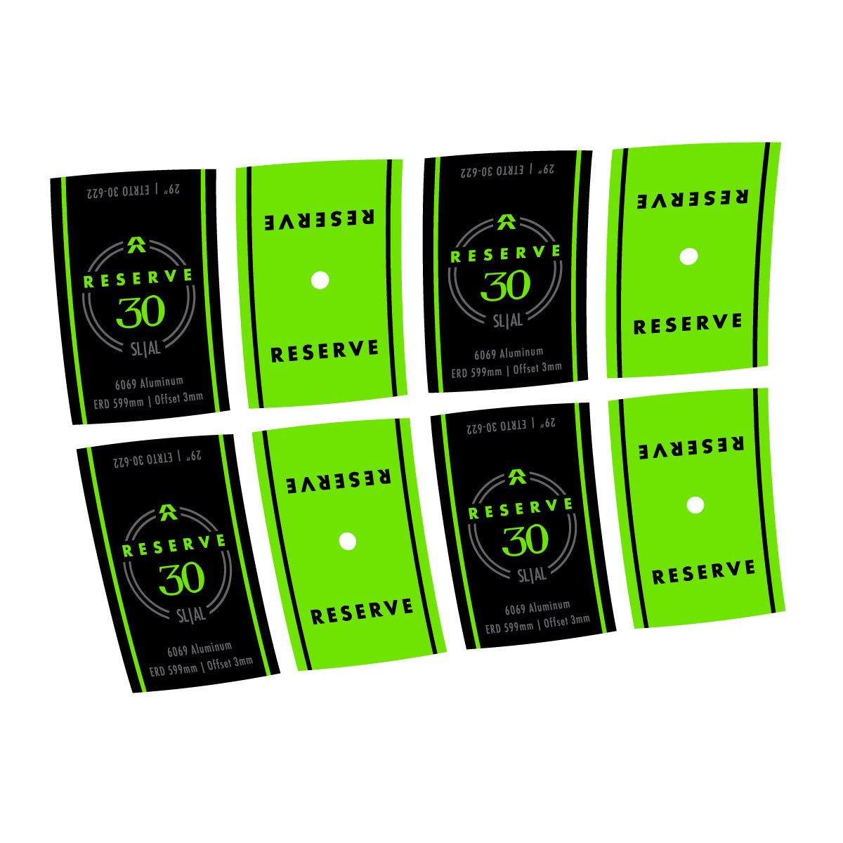 Compatible Stickers for Reserve 30 SL Alloy, Mountain Wheel 29" vinyl decals - Apple Green