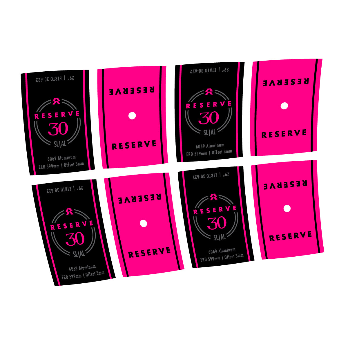 Compatible Stickers for Reserve 30 SL Alloy, Mountain Wheel 29" vinyl decals - Neon Pink