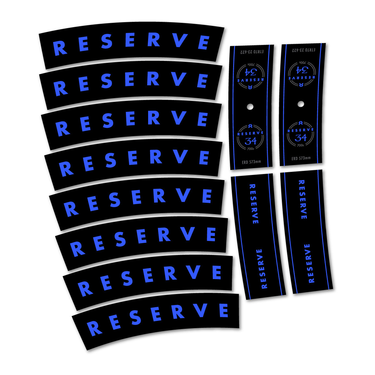 Compatible Stickers for Reserve 34, Road Wheel 34mm vinyl decals - Medium Blue