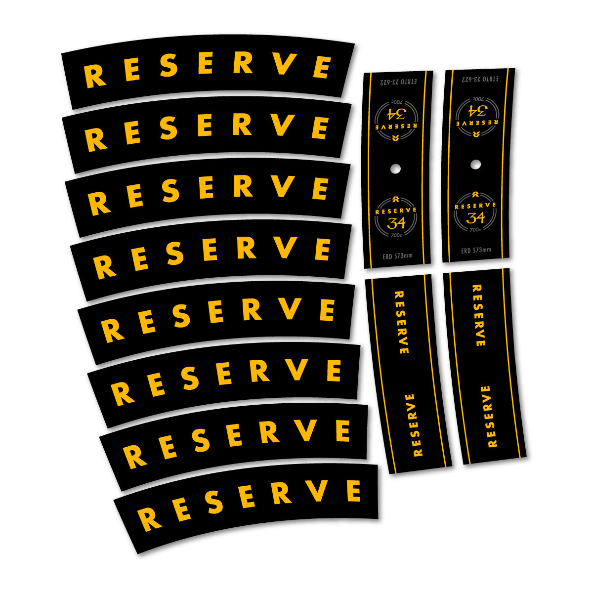 Compatible Stickers for Reserve 34, Road Wheel 34mm vinyl decals - Medium Yellow