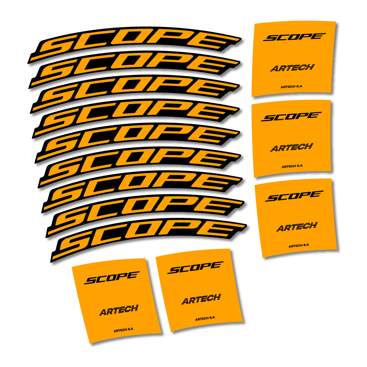 Stickers for Scope Artech 6.A 2026, Road Wheel vinyl decals - Orange Yellow
