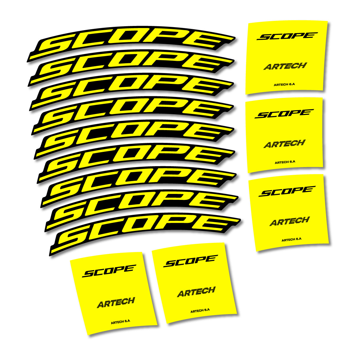 Stickers for Scope Artech 6.A 2026, Road Wheel vinyl decals - Lemon Yellow