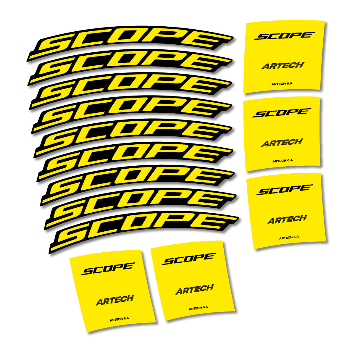 Stickers for Scope Artech 6.A 2026, Road Wheel vinyl decals - Yellow