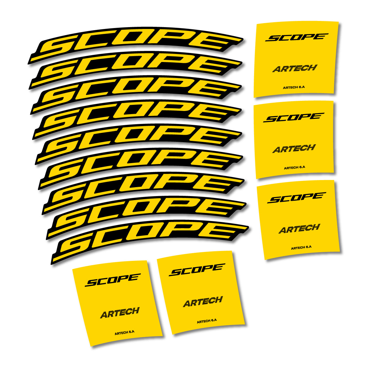 Stickers for Scope Artech 6.A 2026, Road Wheel vinyl decals - Banana Yellow