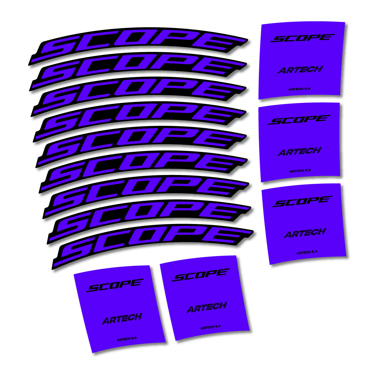 Stickers for Scope Artech 6.A 2026, Road Wheel vinyl decals - Reflex Blue
