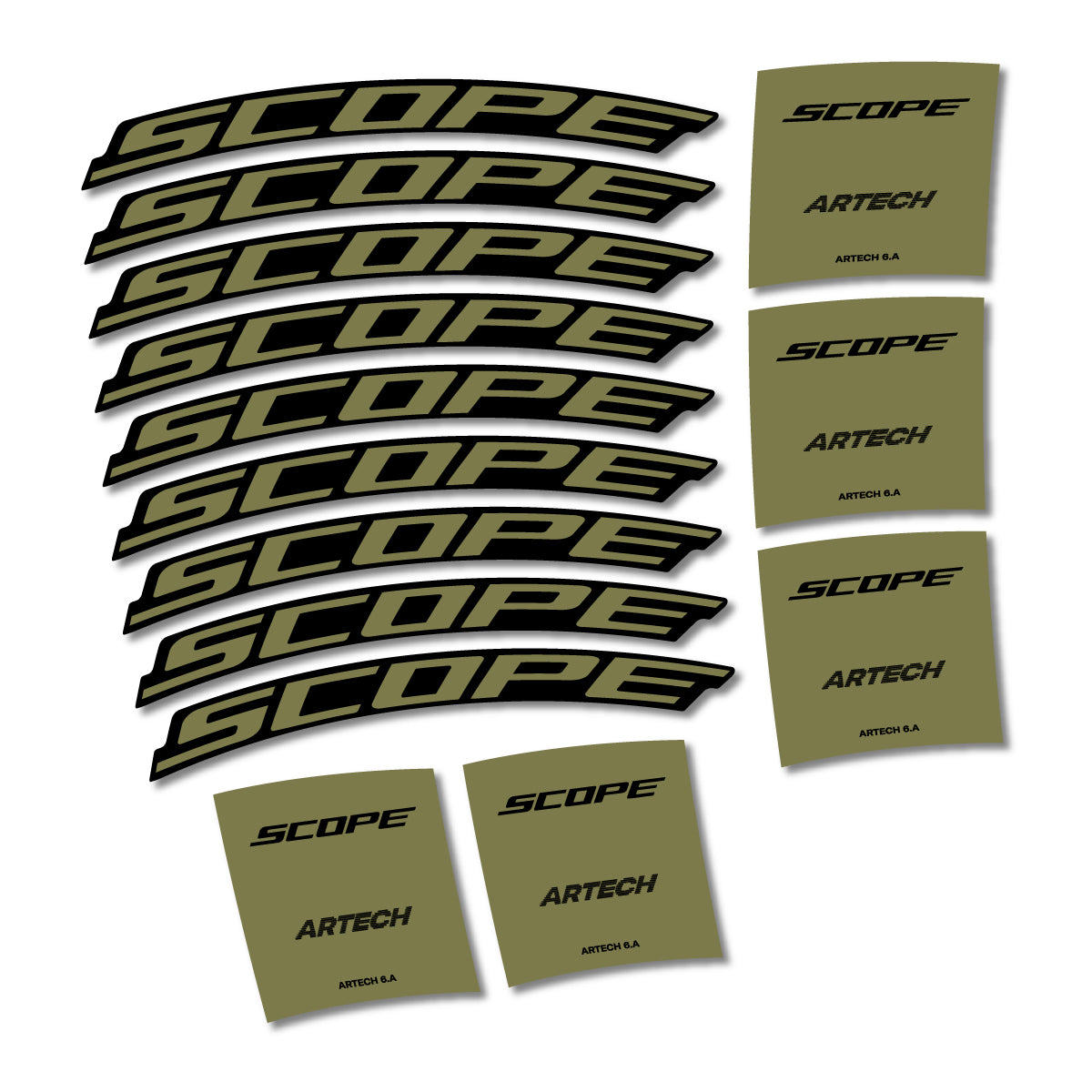 Stickers for Scope Artech 6.A 2026, Road Wheel vinyl decals - Khaki