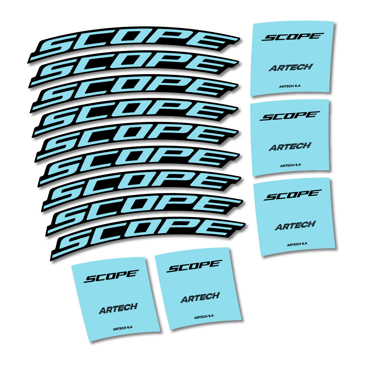 Stickers for Scope Artech 6.A 2026, Road Wheel vinyl decals - Sky Blue