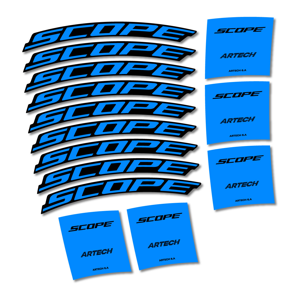 Stickers for Scope Artech 6.A 2026, Road Wheel vinyl decals - Luminous Cyan