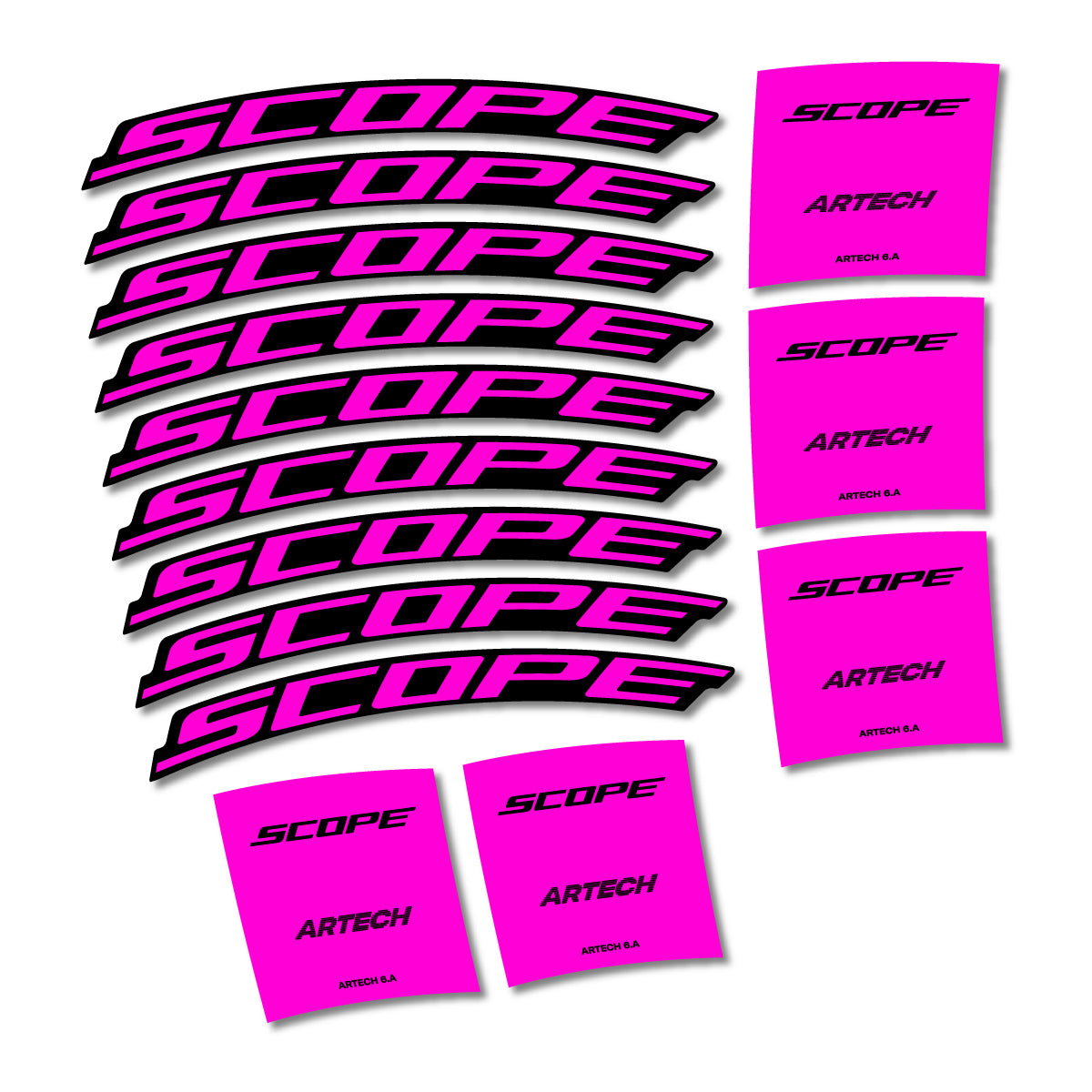 Stickers for Scope Artech 6.A 2026, Road Wheel vinyl decals - Fuchsia Neon
