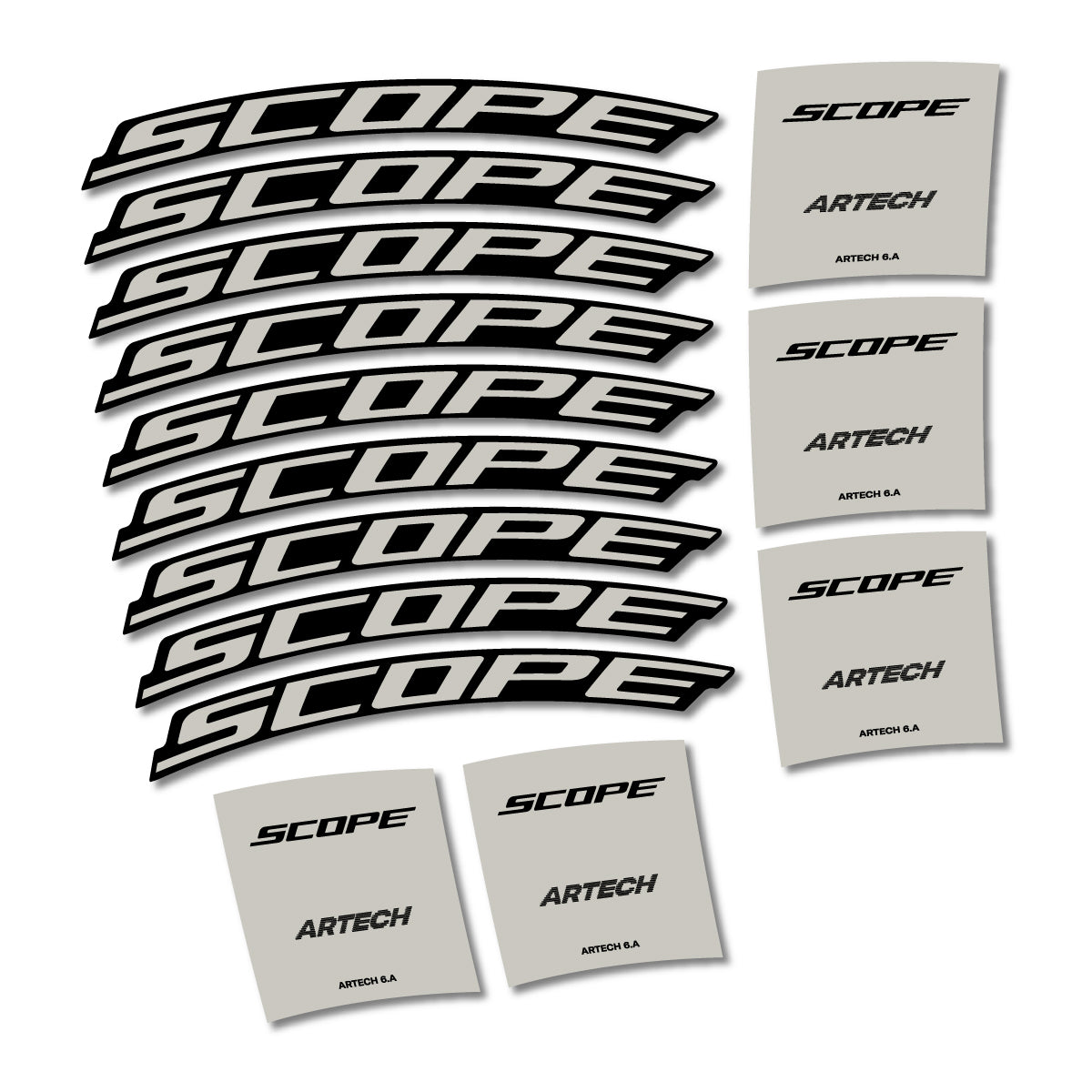 Stickers for Scope Artech 6.A 2026, Road Wheel vinyl decals - Light Grey