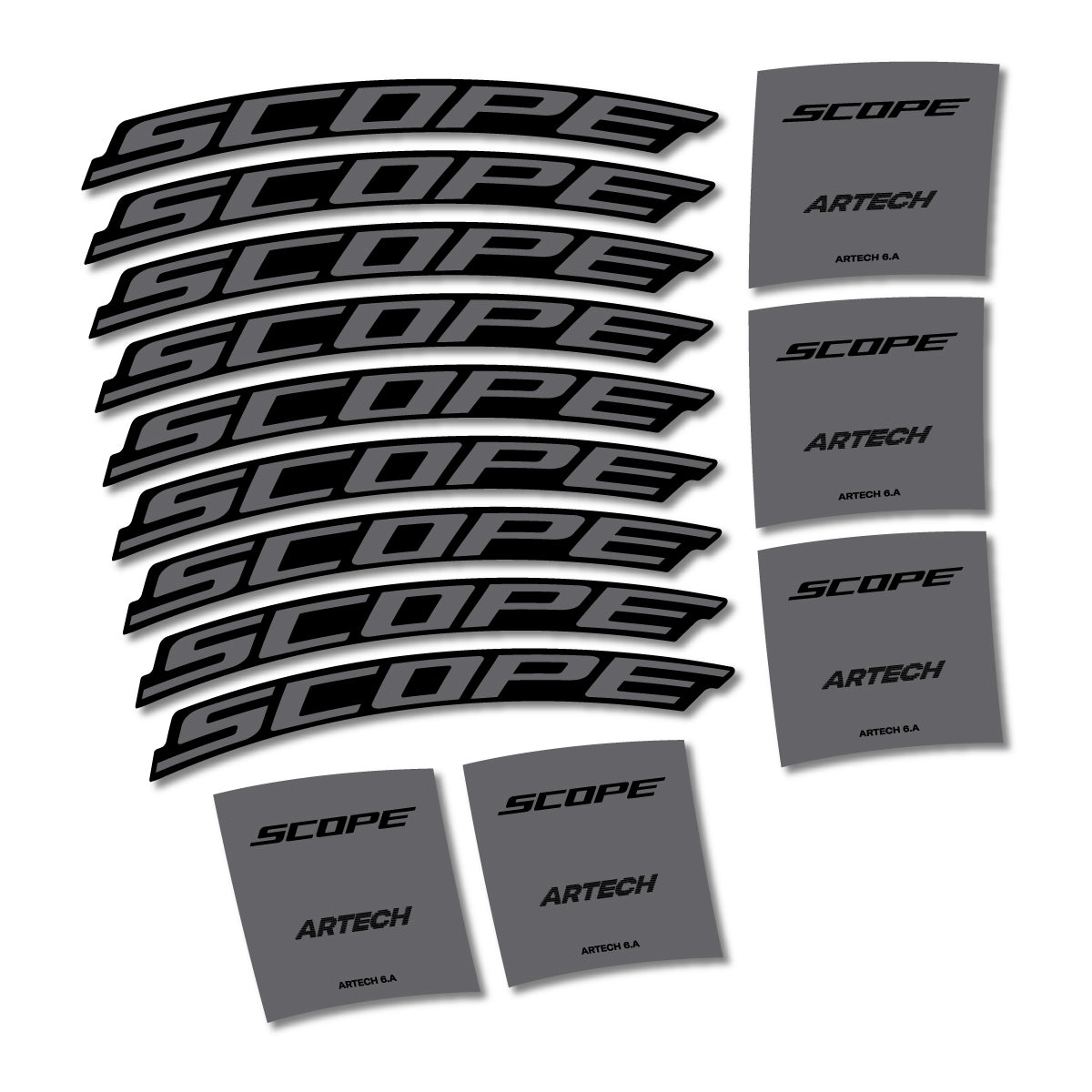 Stickers for Scope Artech 6.A 2026, Road Wheel vinyl decals - Medium Grey