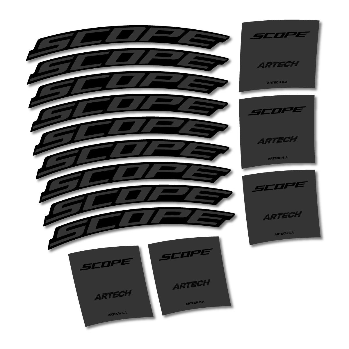 Stickers for Scope Artech 6.A 2026, Road Wheel vinyl decals - Very Dark Grey