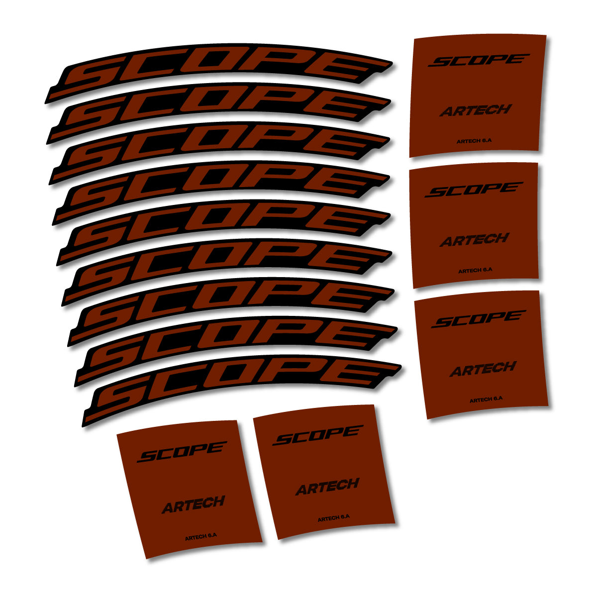 Stickers for Scope Artech 6.A 2026, Road Wheel vinyl decals - Brown