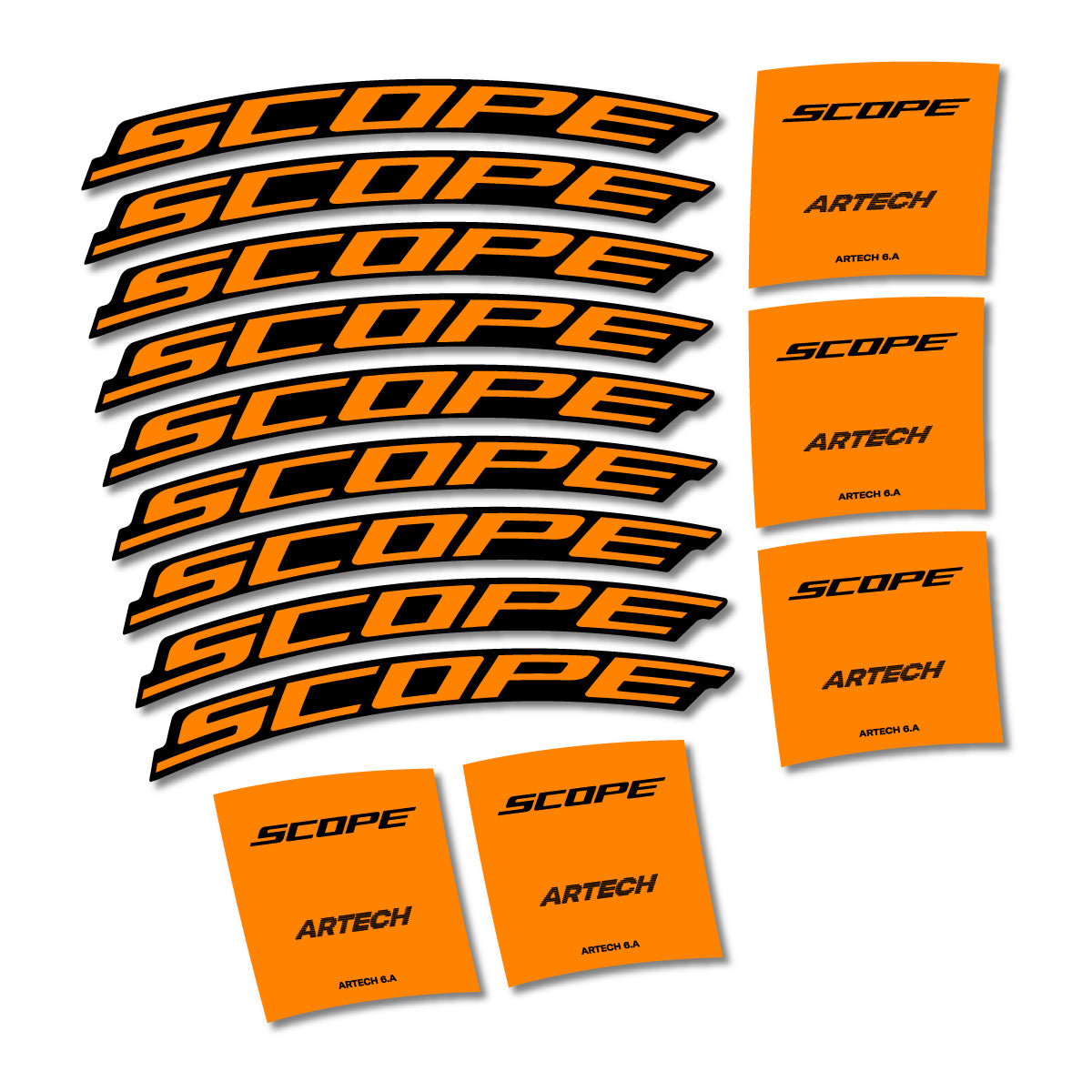 Stickers for Scope Artech 6.A 2026, Road Wheel vinyl decals - Light Neon Orange