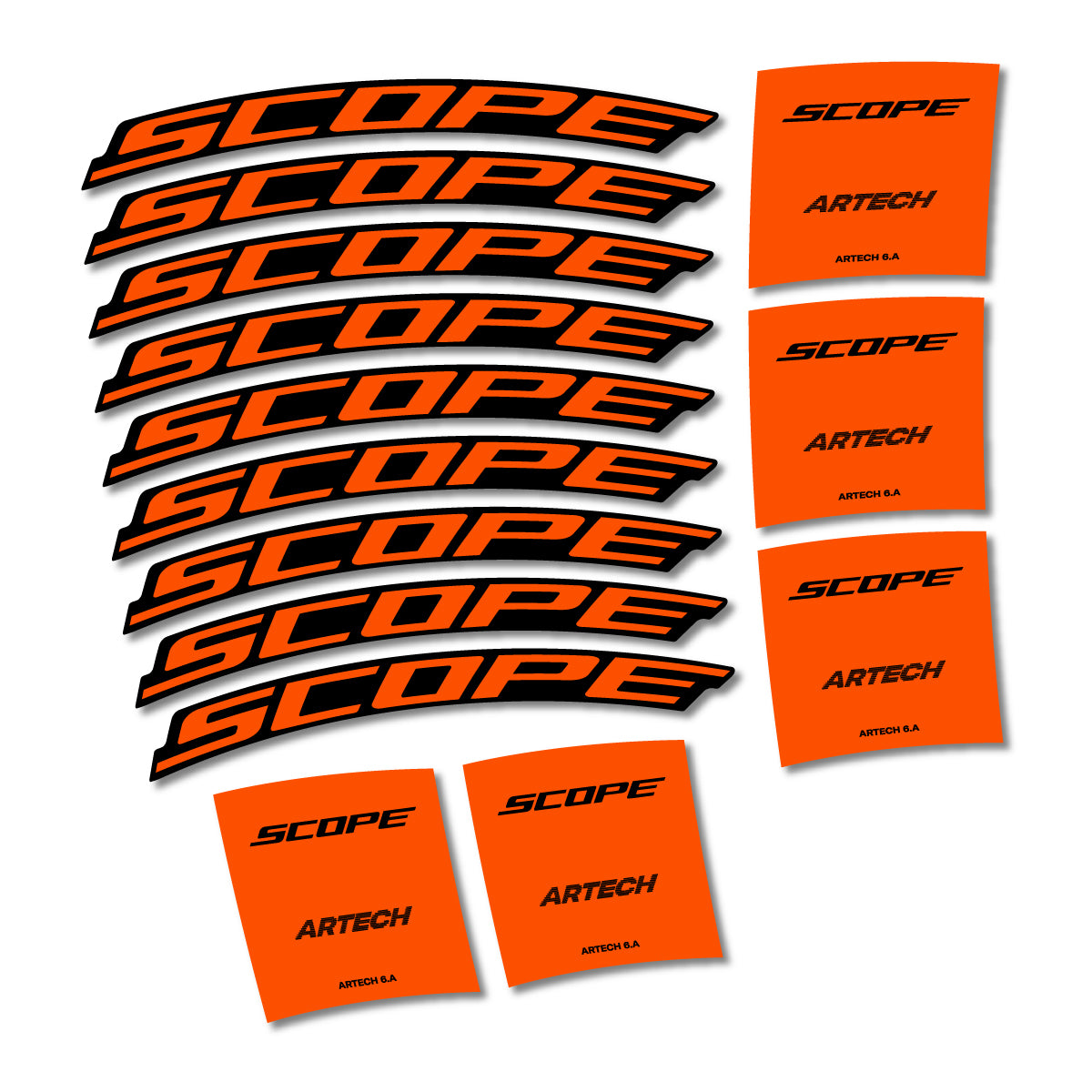 Stickers for Scope Artech 6.A 2026, Road Wheel vinyl decals - Orange