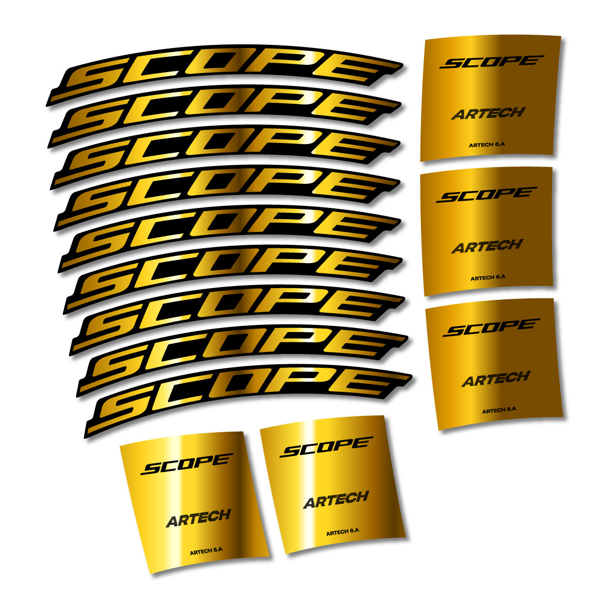 Stickers for Scope Artech 6.A 2026, Road Wheel vinyl decals - Chrome Gold