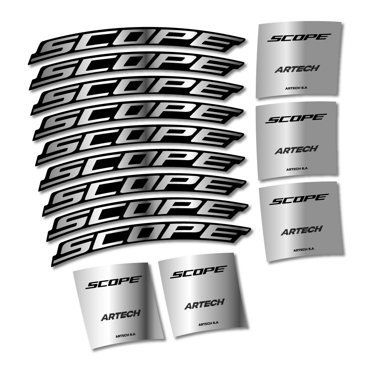 Stickers for Scope Artech 6.A 2026, Road Wheel vinyl decals - Chrome Silver