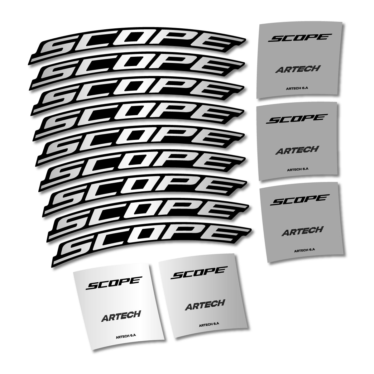 Stickers for Scope Artech 6.A 2026, Road Wheel vinyl decals - Light Silver