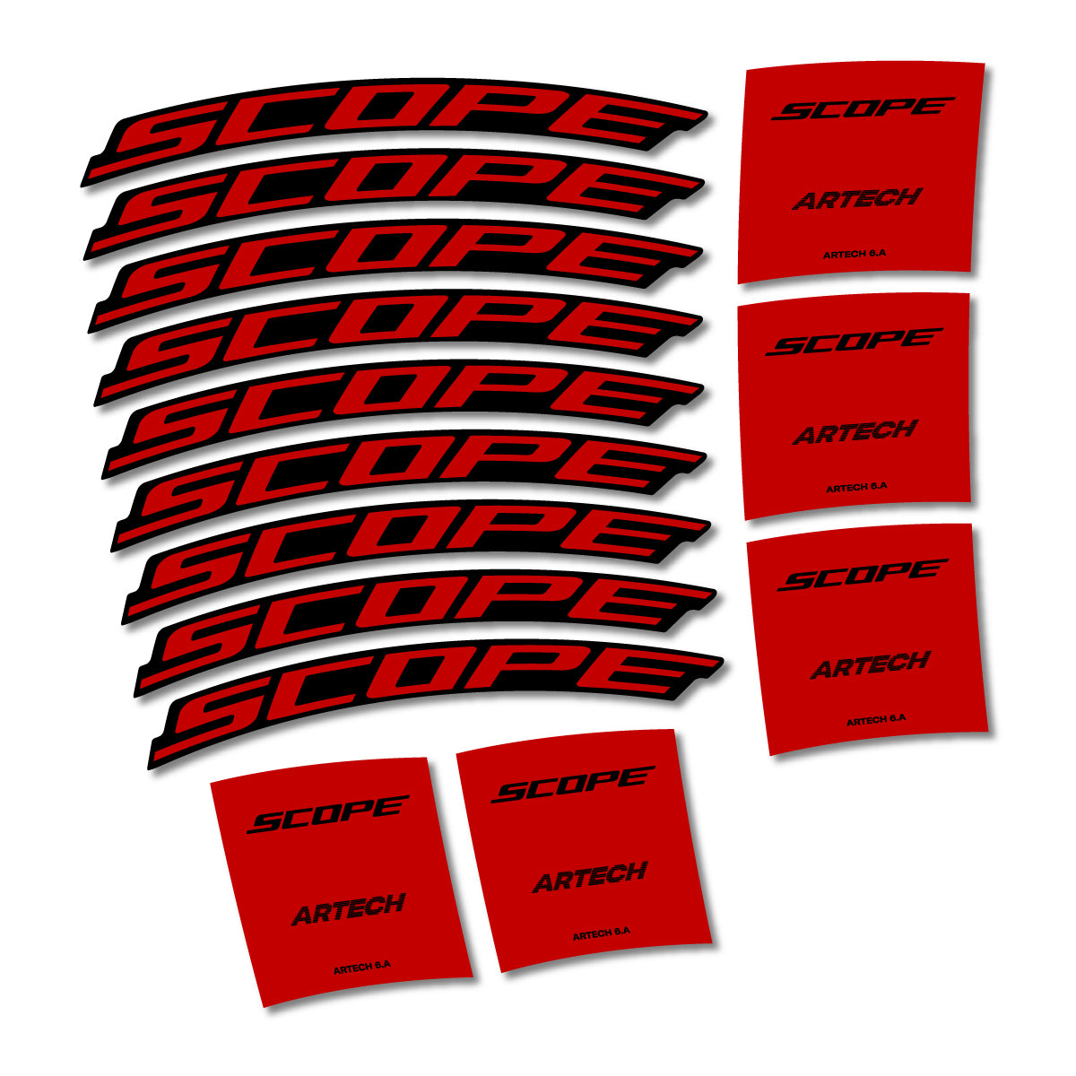 Stickers for Scope Artech 6.A 2026, Road Wheel vinyl decals - Medium Red