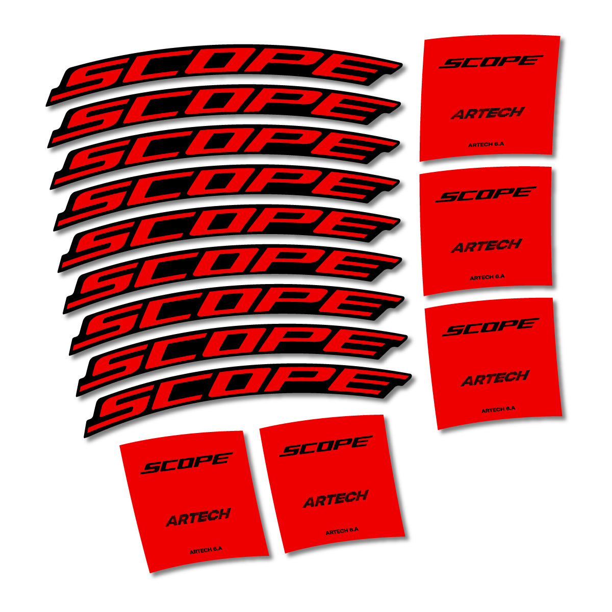 Stickers for Scope Artech 6.A 2026, Road Wheel vinyl decals - Red