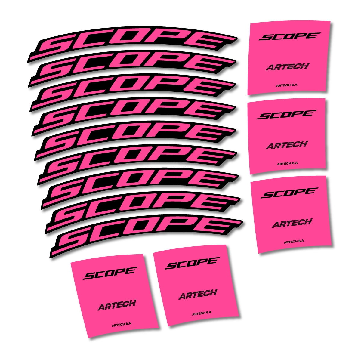 Stickers for Scope Artech 6.A 2026, Road Wheel vinyl decals - Bubblegum Pink