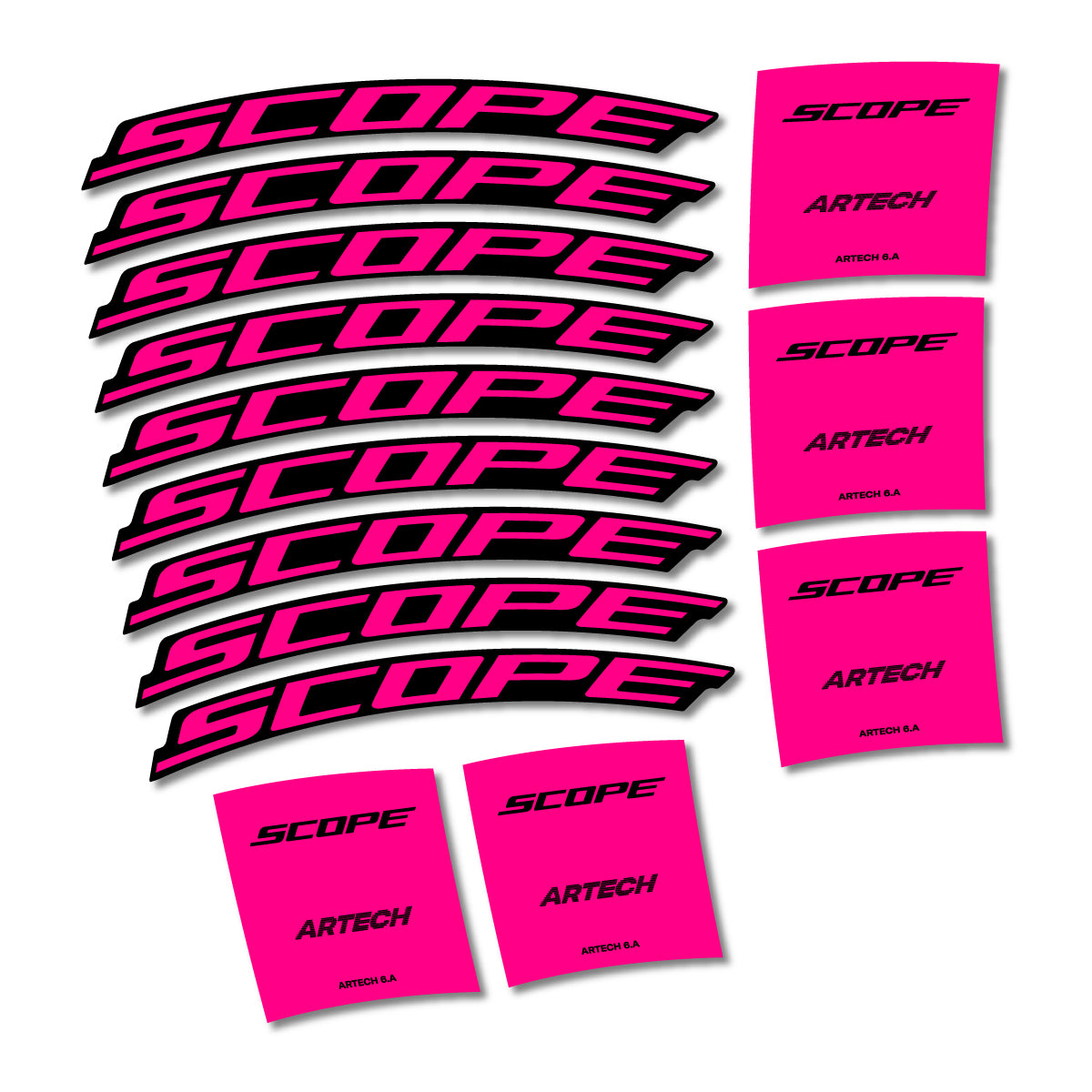 Stickers for Scope Artech 6.A 2026, Road Wheel vinyl decals - Fuchsia