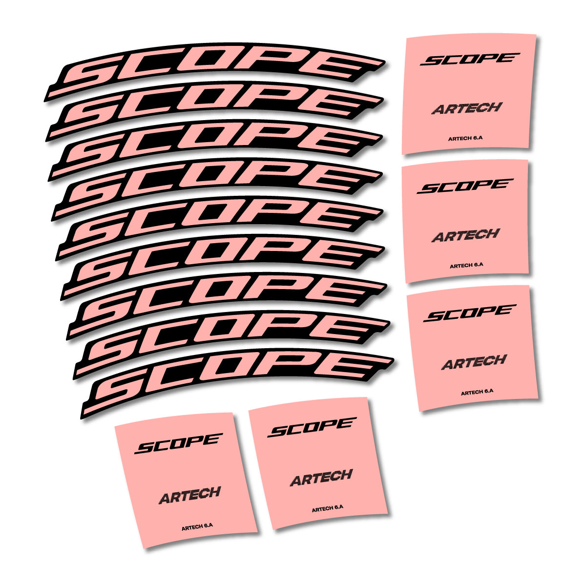 Stickers for Scope Artech 6.A 2026, Road Wheel vinyl decals - Salmon Pink