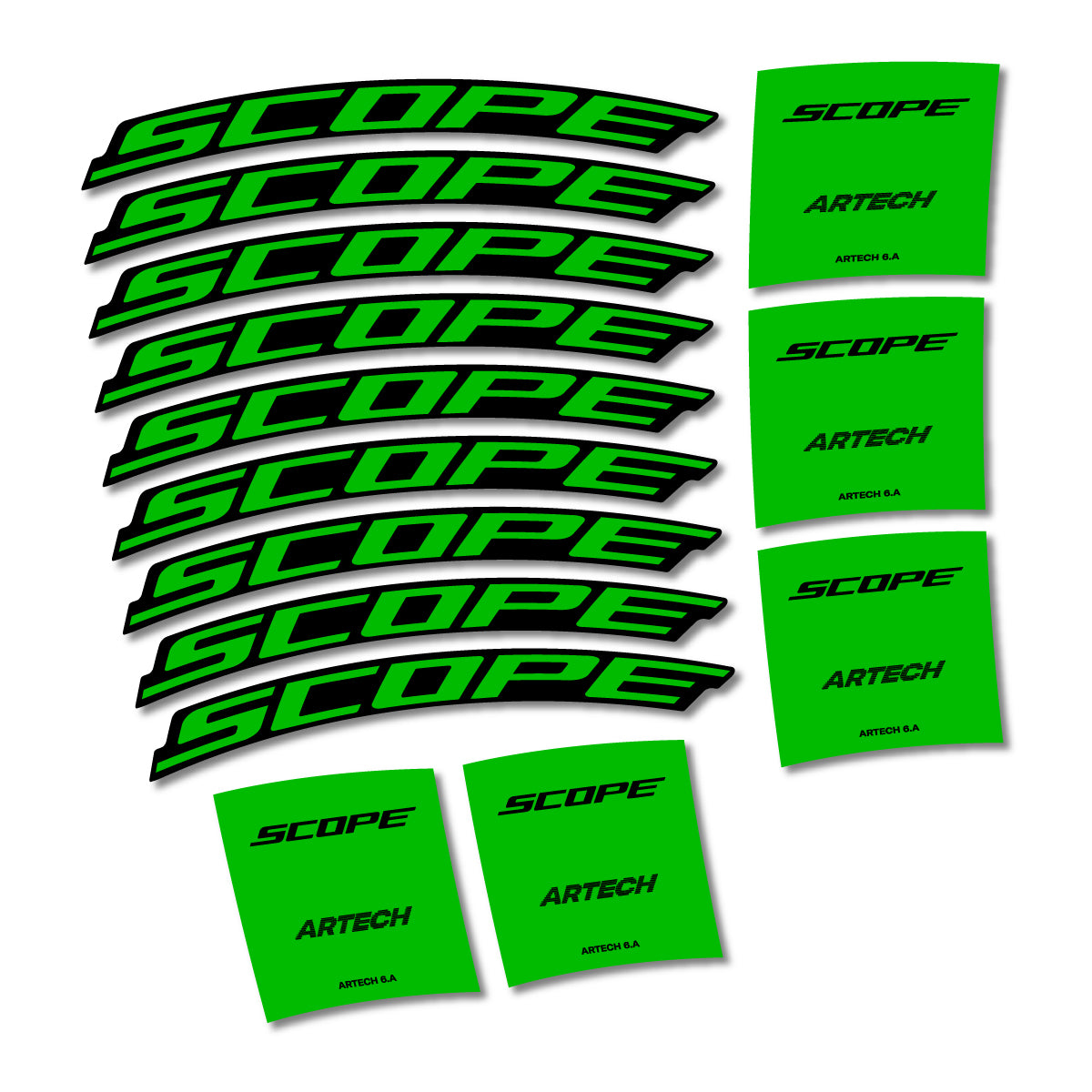 Stickers for Scope Artech 6.A 2026, Road Wheel vinyl decals - Grass Green