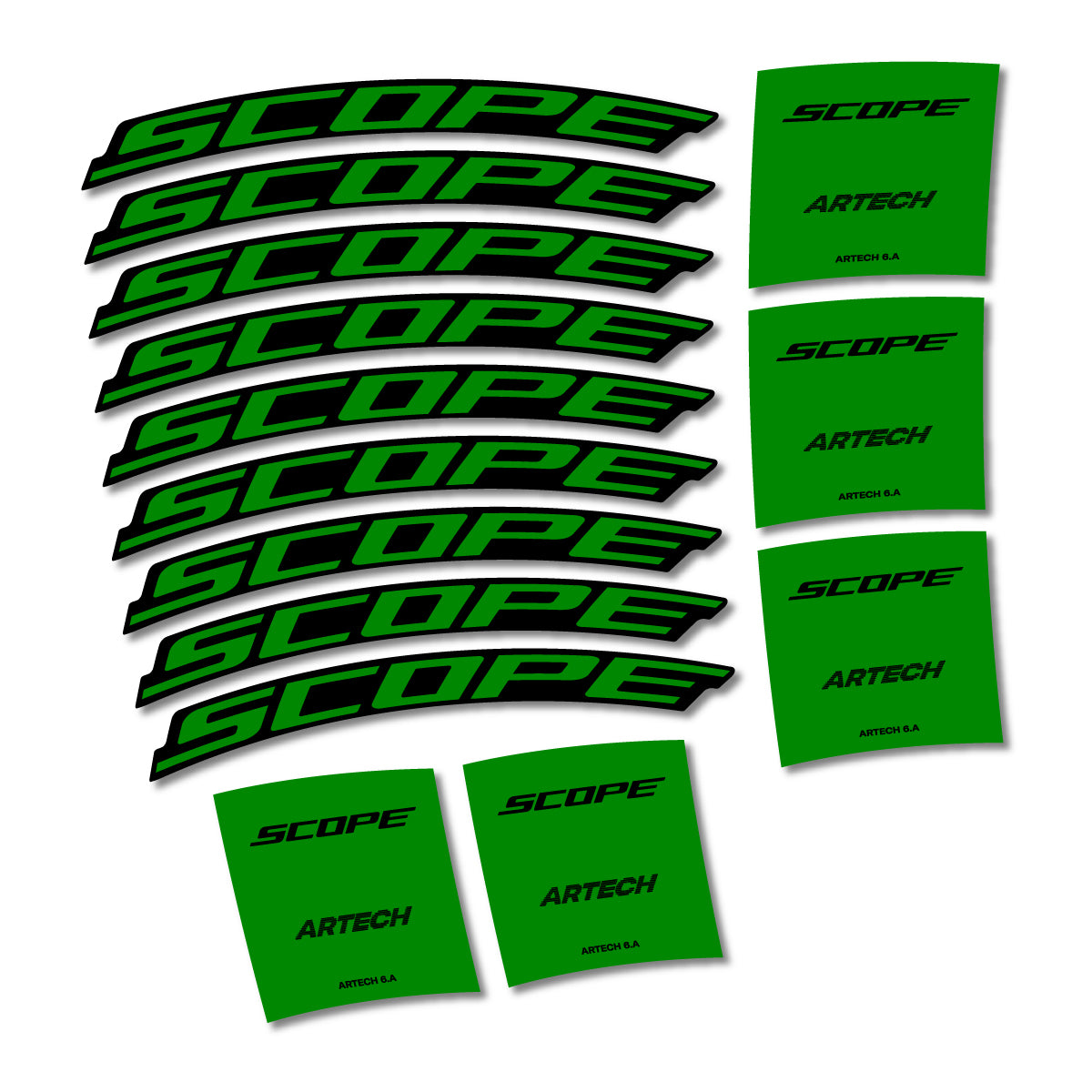 Stickers for Scope Artech 6.A 2026, Road Wheel vinyl decals - Medium Green