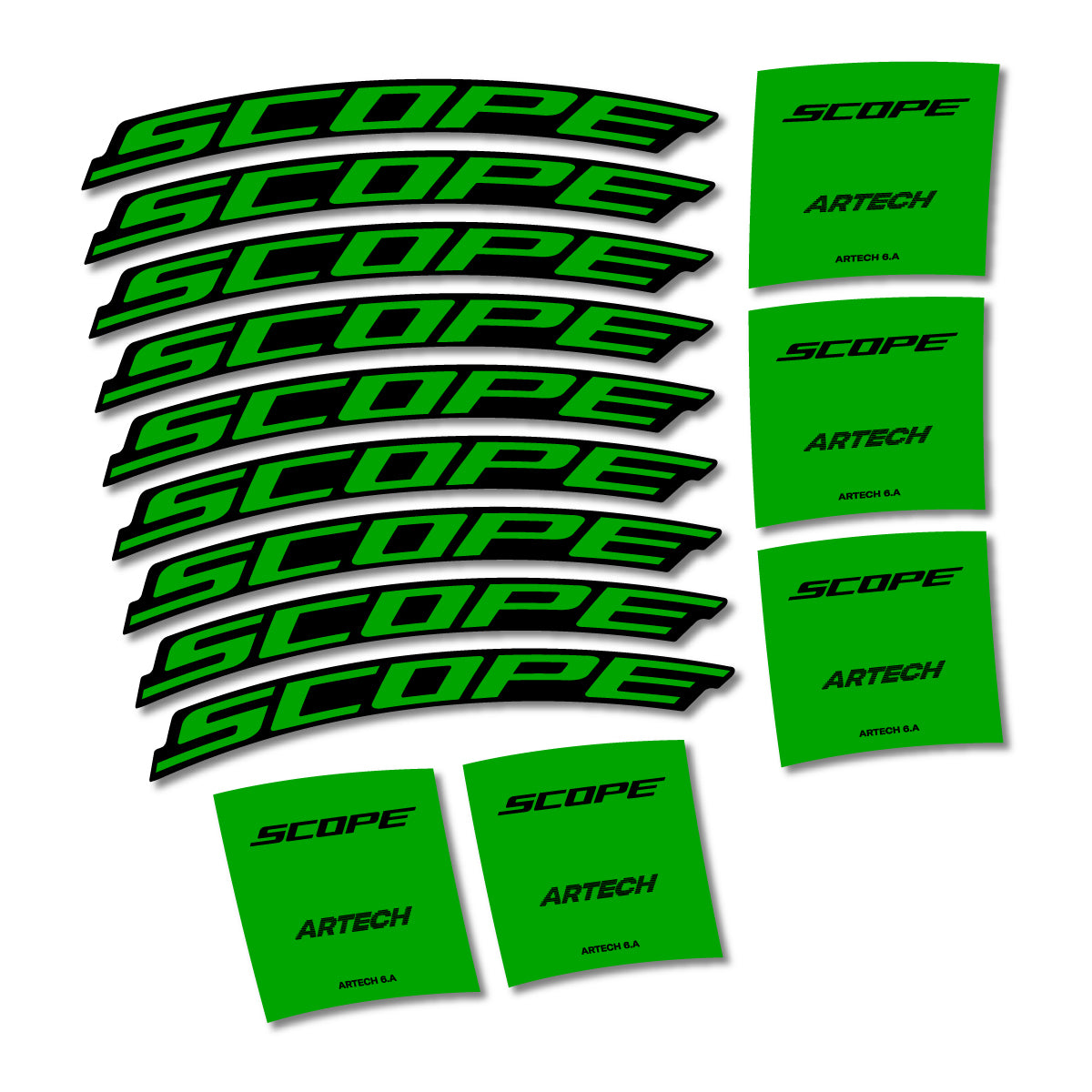 Stickers for Scope Artech 6.A 2026, Road Wheel vinyl decals - Green
