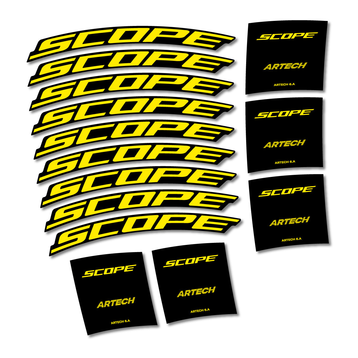 Stickers for Scope Artech 6.A 2026, Road Wheel vinyl decals - Yellow