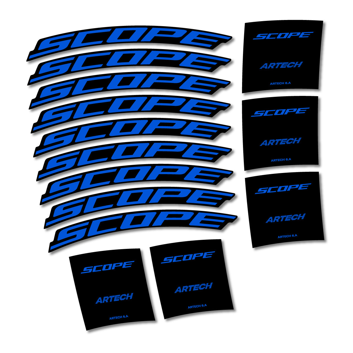 Stickers for Scope Artech 6.A 2026, Road Wheel vinyl decals - Sea Blue
