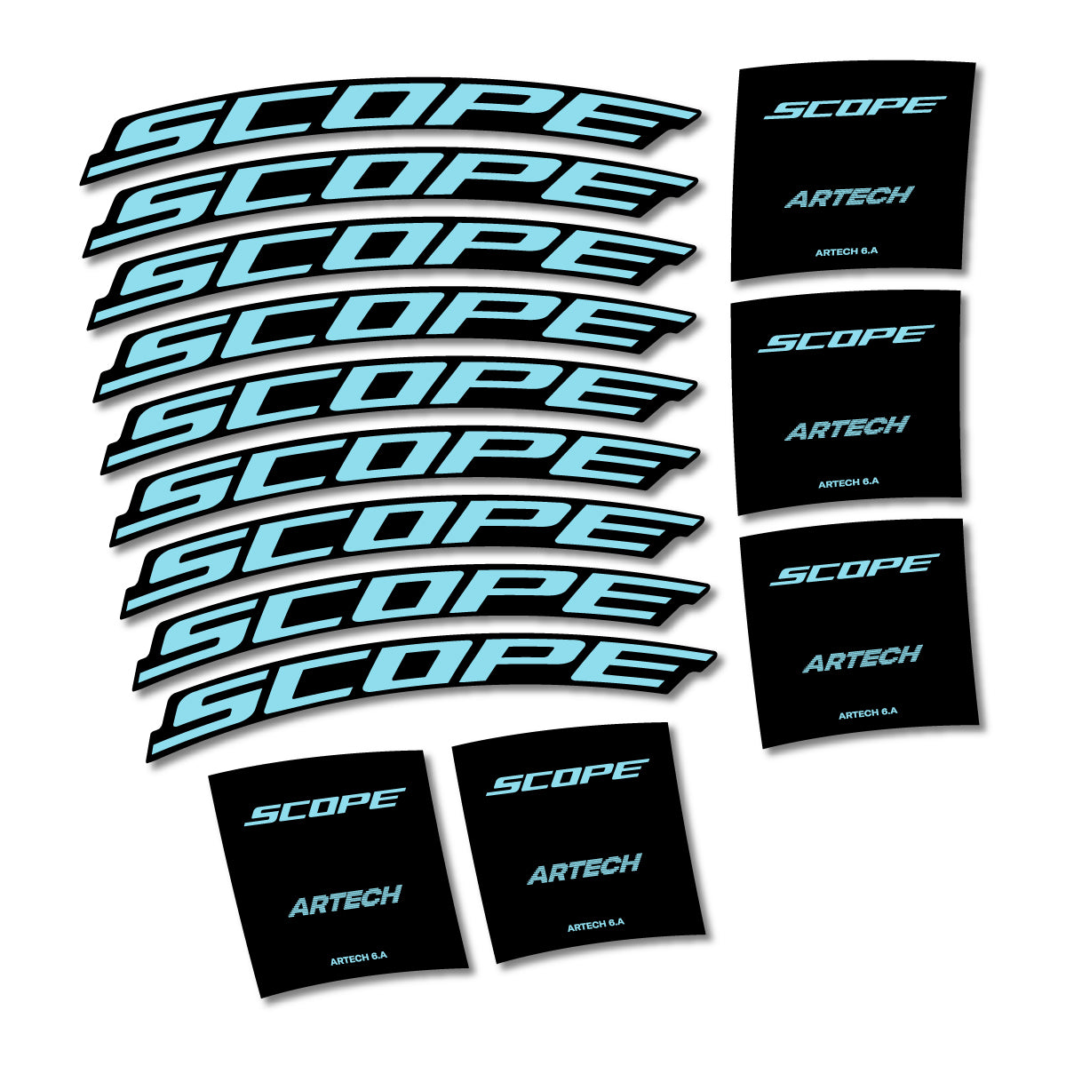 Stickers for Scope Artech 6.A 2026, Road Wheel vinyl decals - Sky Blue